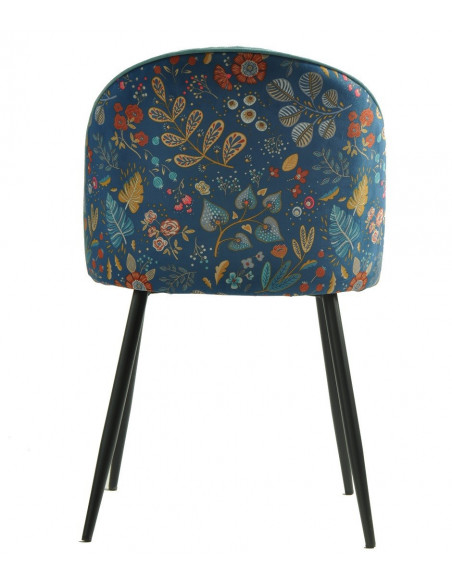 Silla CARNAVAL SKY BLUE, metal, tapizado velvet azul con trasera carnaval