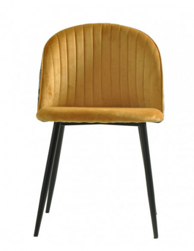 Silla CARNAVAL YELLOW, metal, tapizado velvet amarillo con trasera carnaval
