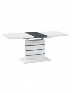 Mesa CHAMBERY, extensible, lacada blanca, 140 ~ 180 x 80 cms