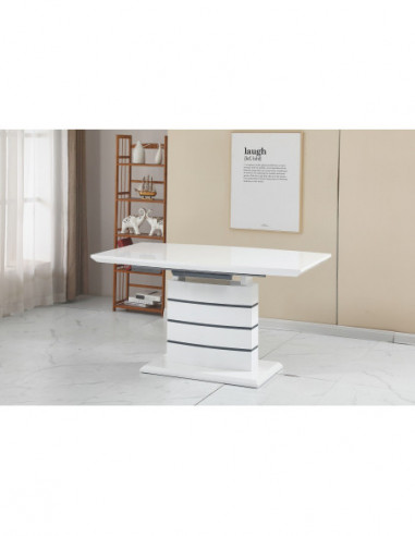 Mesa CHAMBERY, extensible, lacada blanca, 140 ~...