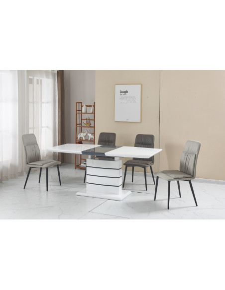 Mesa CHAMBERY, extensible, lacada blanca, 140 ~ 180 x 80 cms