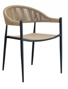 Sillón TIMOR, metal, polipropileno y cuerda de color natural