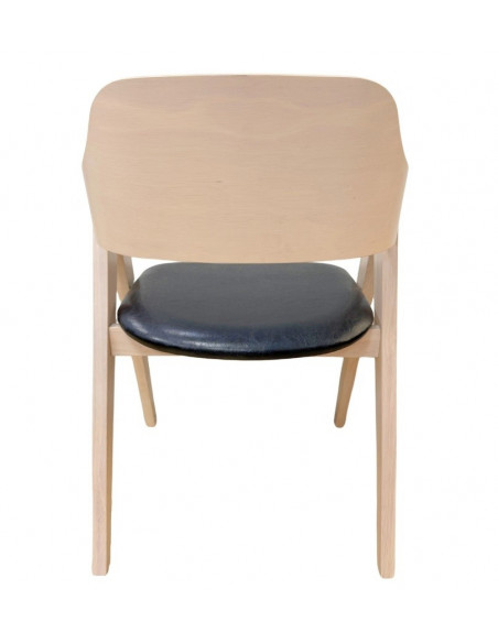 Sillón JARSY, madera de hevea, natural, similpiel negra