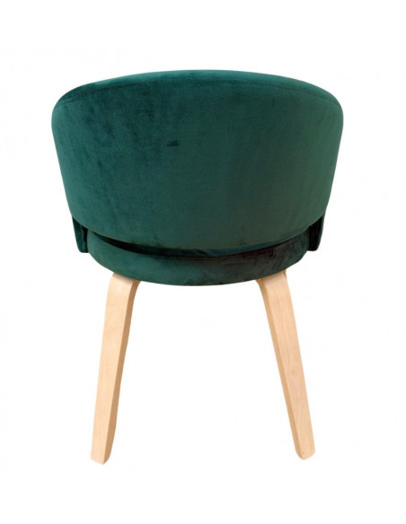 Sillón VISEU, contrachapado de madera de hevea, natural, velvet verde oscuro