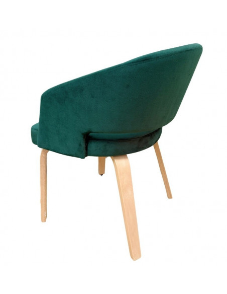Sillón VISEU, contrachapado de madera de hevea, natural, velvet verde oscuro