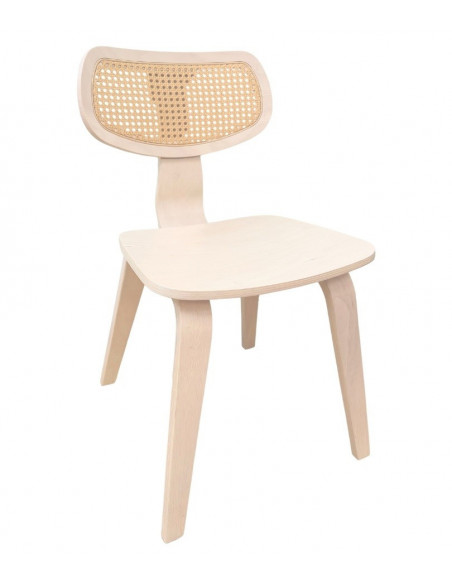 Silla CORBEL, contrachapado de madera de hevea, rejilla, acabado natural
