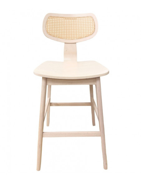 Taburete CORBEL, madera de hevea, rejilla, acabado natural