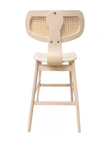 Taburete CORBEL, madera de hevea, rejilla, acabado natural