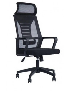 Sillón de oficina UTRECH, alto, negro, malla y tejido negro