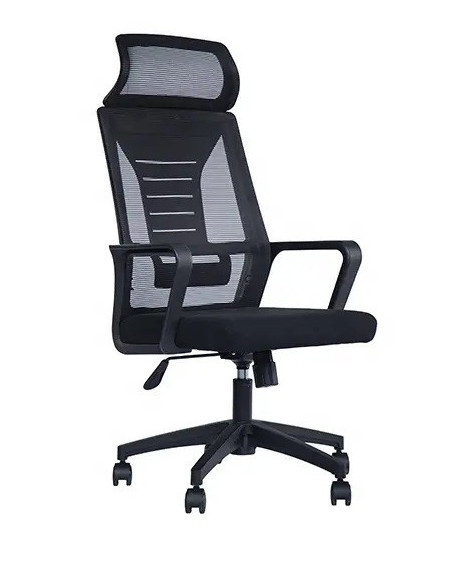 Sillón de oficina UTRECH, alto, negro, malla y tejido negro