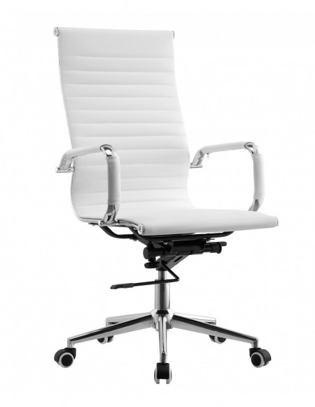 Sillón de oficina OLIVER, alto, regulación de altura, basculante profundo, similpiel blanca