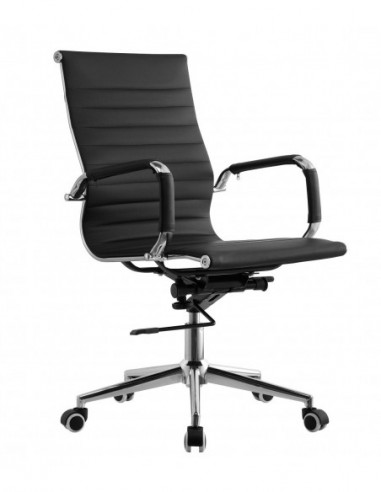 Sillón de oficina OLIVER, giratorio, regulación de altura, basculante profundo, similpiel negra