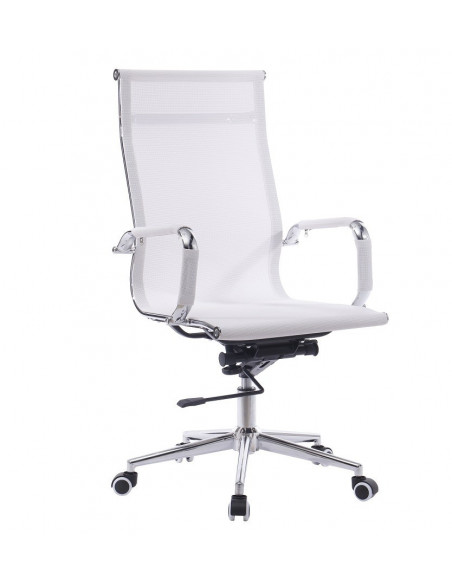 Sillón de oficina IGOR, alto, regulación de altura, basculante profundo, malla blanca