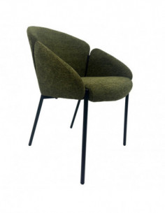Sillón GIORGIO, metal, tapizado chenilla verde bosque