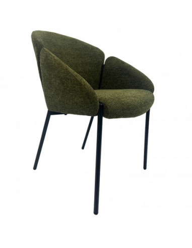 Sillón GIORGIO, metal, tapizado chenilla verde...