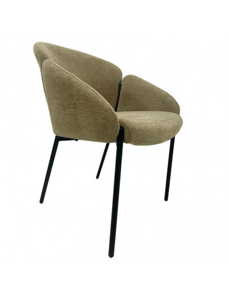 Sillón GIORGIO, metal, tapizado chenilla marrón visón