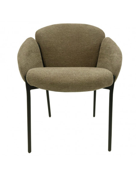 Sillón GIORGIO, metal, tapizado chenilla marrón visón