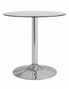 Mesa BERNIE 60R, cromada, cristal templado 60 cms diámetro