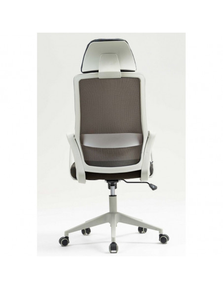Sillón de oficina MARIO, alto, gris, malla y asiento gris