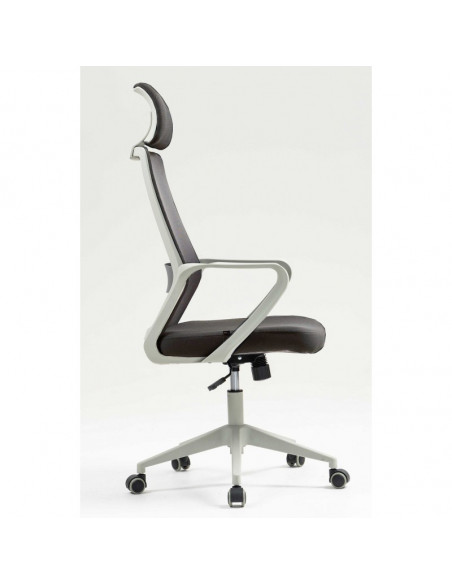Sillón de oficina MARIO, alto, gris, malla y asiento gris
