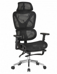 Sillón de oficina LORRIS, alto, ergonómico, malla negra