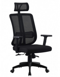 Sillón de oficina VITRÉ, alto, negro, malla y asiento negro