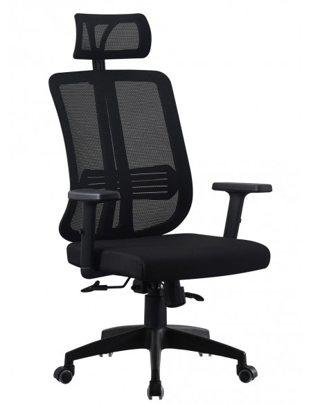 Sillón de oficina VITRÉ, alto, negro, malla y asiento negro