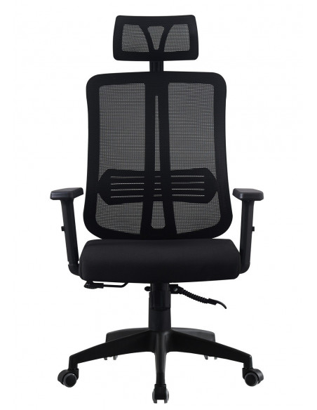 Sillón de oficina VITRÉ, alto, negro, malla y asiento negro