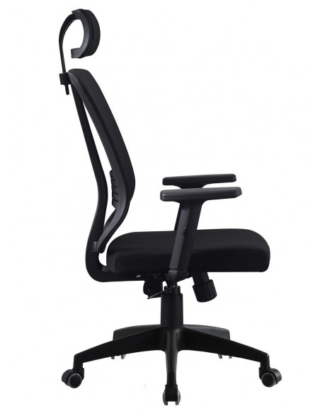 Sillón de oficina VITRÉ, alto, negro, malla y asiento negro