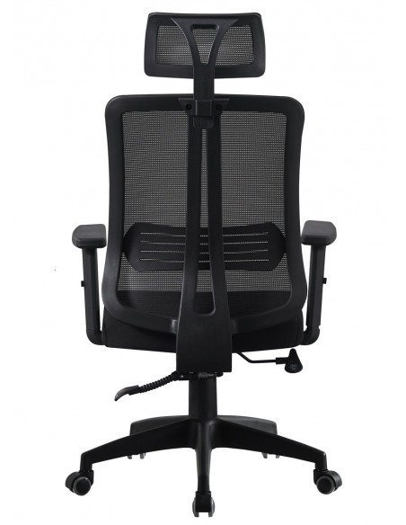 Sillón de oficina VITRÉ, alto, negro, malla y asiento negro