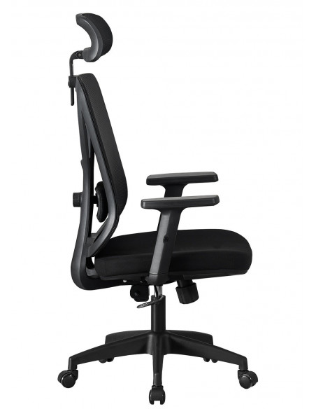 Sillón de oficina CLISSON, alto, negro, malla y asiento negro