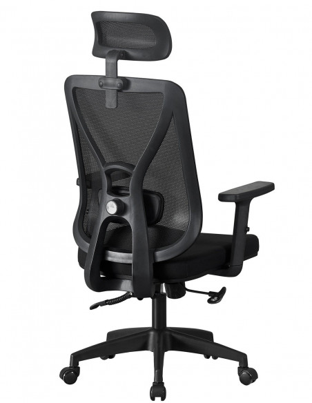 Sillón de oficina CLISSON, alto, negro, malla y asiento negro