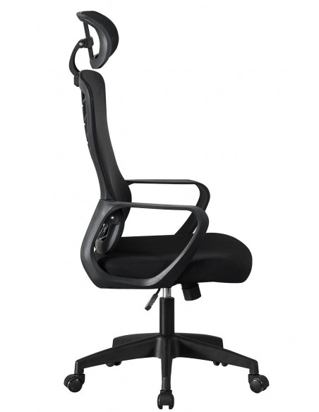 Sillón de oficina MELLAC, alto, negro, malla y asiento negro