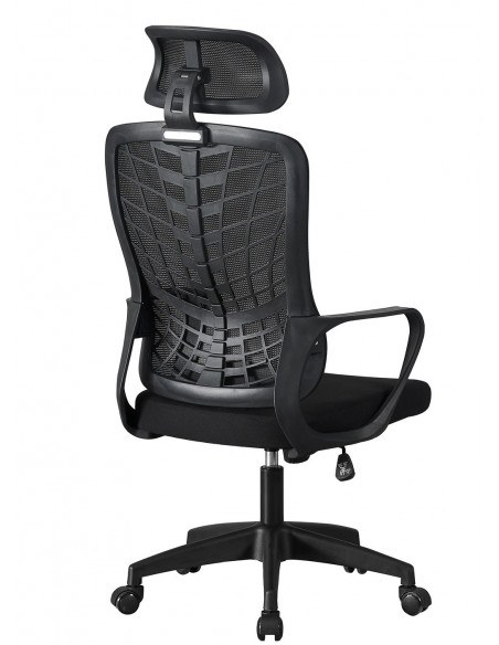 Sillón de oficina MELLAC, alto, negro, malla y asiento negro