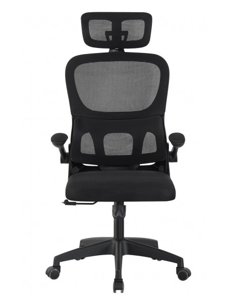 Sillón de oficina BERNAY, alto, negro, malla y asiento negro