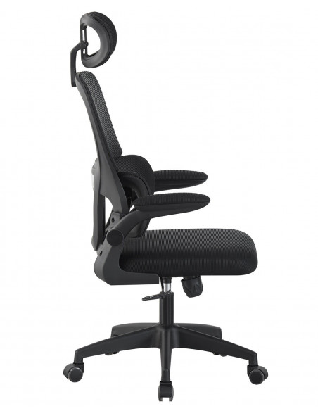 Sillón de oficina BERNAY, alto, negro, malla y asiento negro