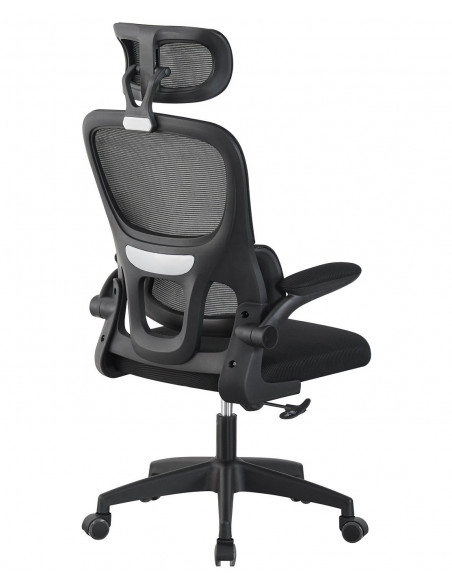 Sillón de oficina BERNAY, alto, negro, malla y asiento negro