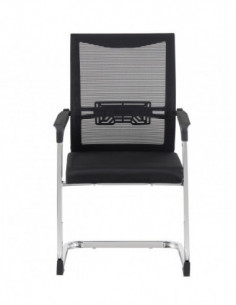 Sillón de oficina FLERS, fijo de patín, cromado, malla negra 2