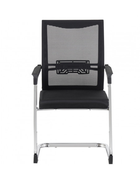 Sillón de oficina FLERS, fijo de patín, cromado, malla negra