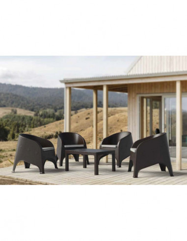 Mesa ALBUFEIRA, baja, polipropileno marrón...