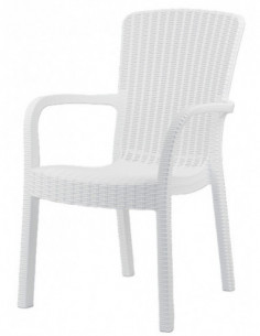 Sillón ARUBA, apilable, polipropileno blanco