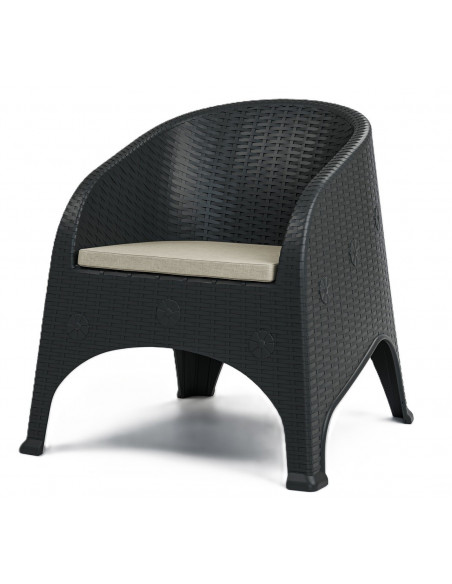 Sillón SURF, apilable, polipropileno marrón chocolate, cojín beige