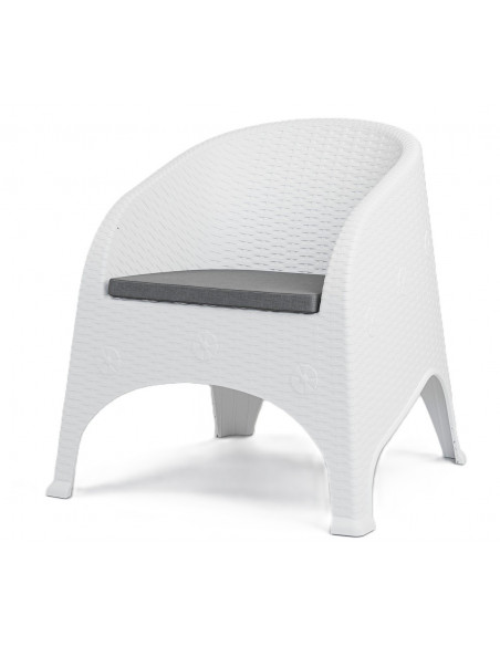 Sillón SURF, apilable, polipropileno blanco, cojín gris