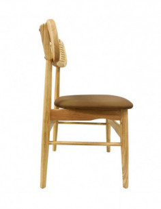 Silla CÁUCASO, madera, rejilla, similpiel marrón 2