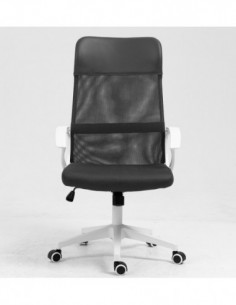 Sillón de oficina VERTON, blanco, malla y asiento negro 2