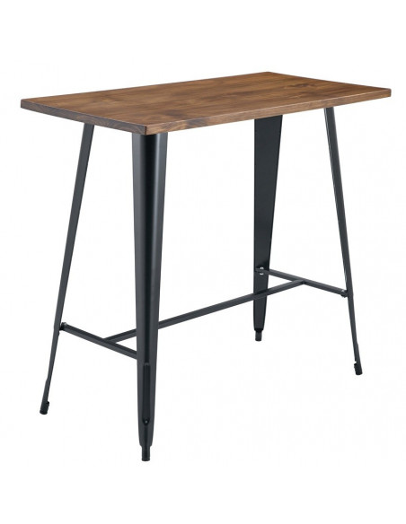 Mesa TOL EK WOOD, alta, acero, madera, negra, 120x60 cms