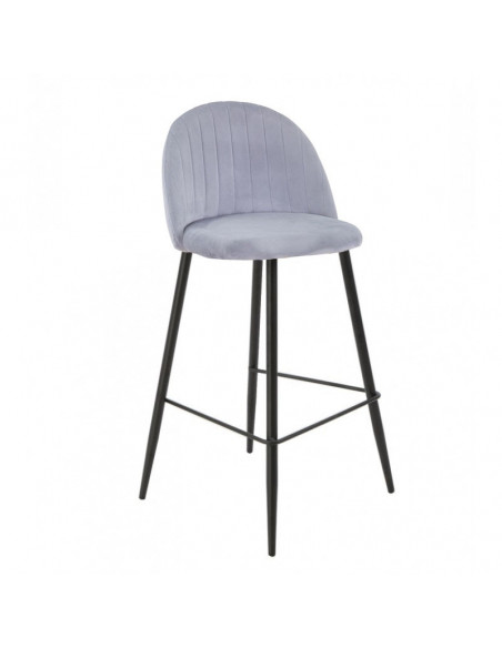 Taburete ORUSA, metal negro, tapizado velvet gris