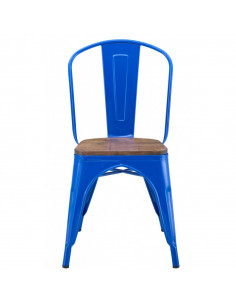 Silla TOL EK WOOD, acero, azul, asiento madera 2