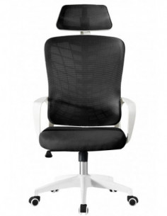 Sillón de oficina MELLAC, alto, blanco, malla y asiento...