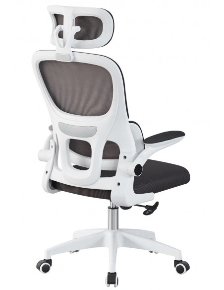 Sillón de oficina BERNAY, alto, blanco, malla y asiento negro